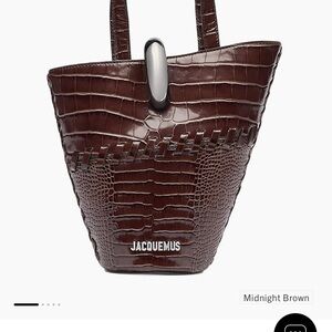 Jacquemus Dark Brown Croc-Embossed Tote